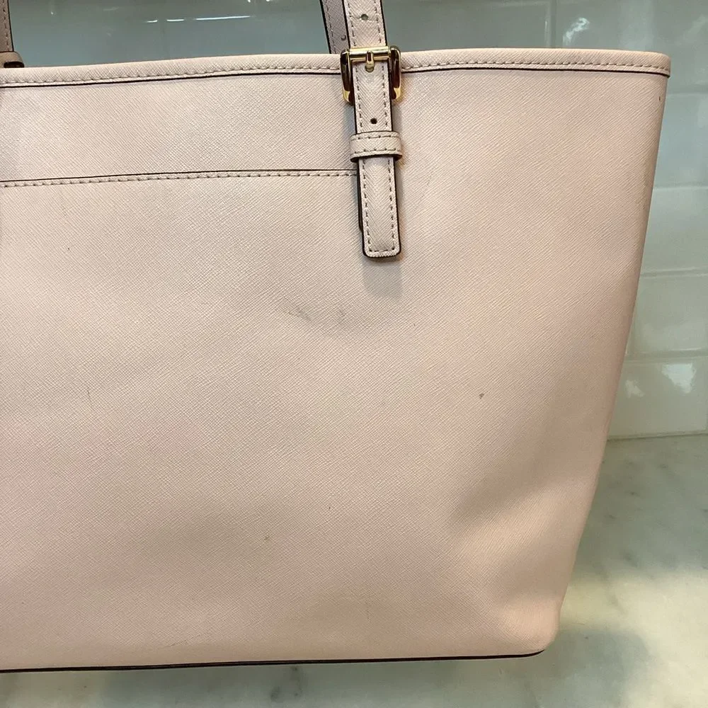 Michael Kors Purse Handbag Leather Jet Set Carry All Pink Tote Bag Pocketbook